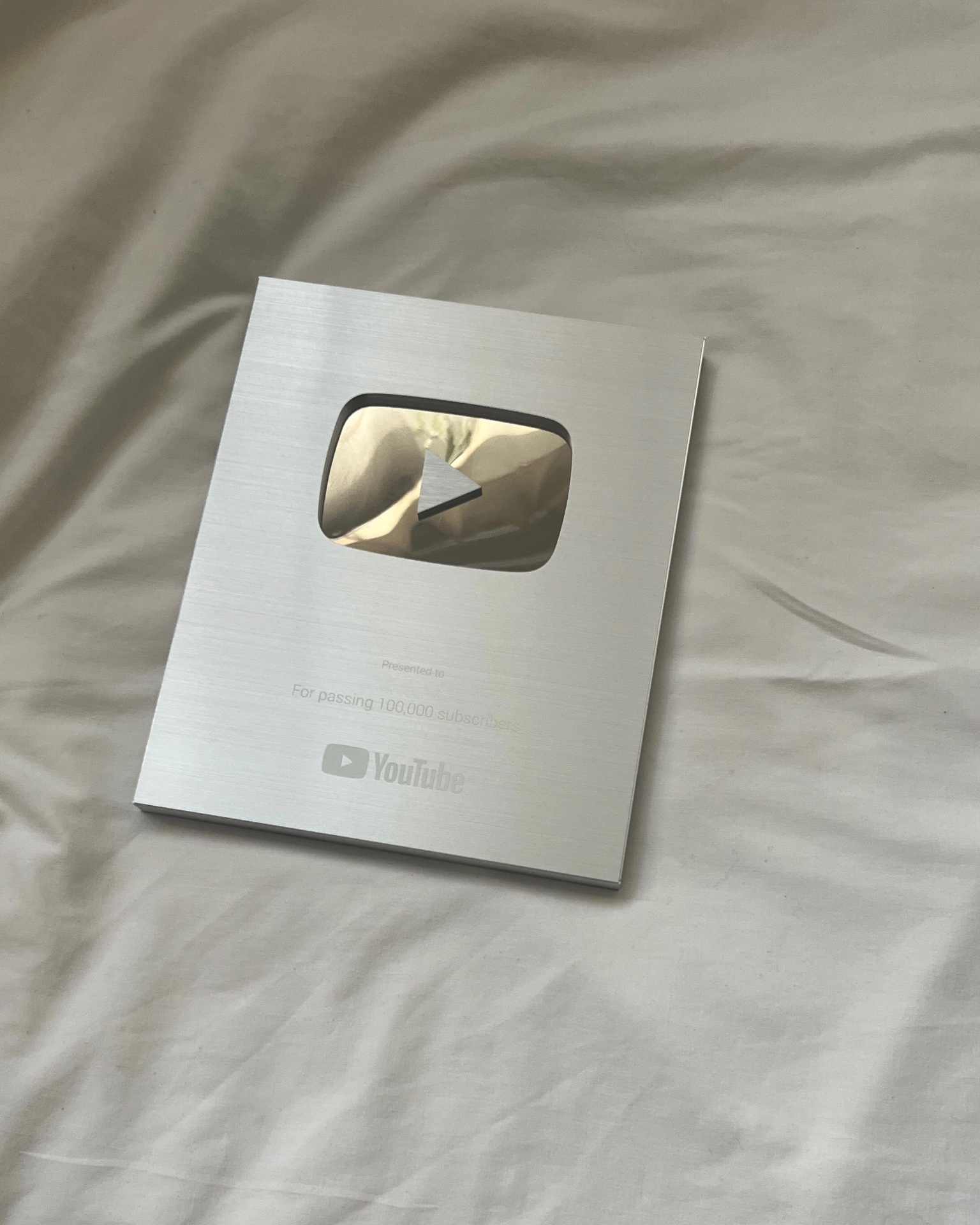 Karl’s YouTube Silver Creator Award for passing 100,000 subscribers
